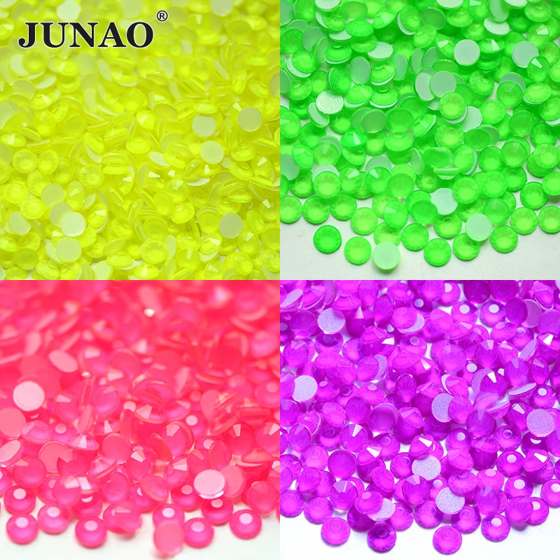 

JUNAO Wholesale 100Gross SS6 8 10 12 16 20 30 Neon Yellow Glass Rhinestone Flatback Nail Crystal Stone Non Sewing Strass