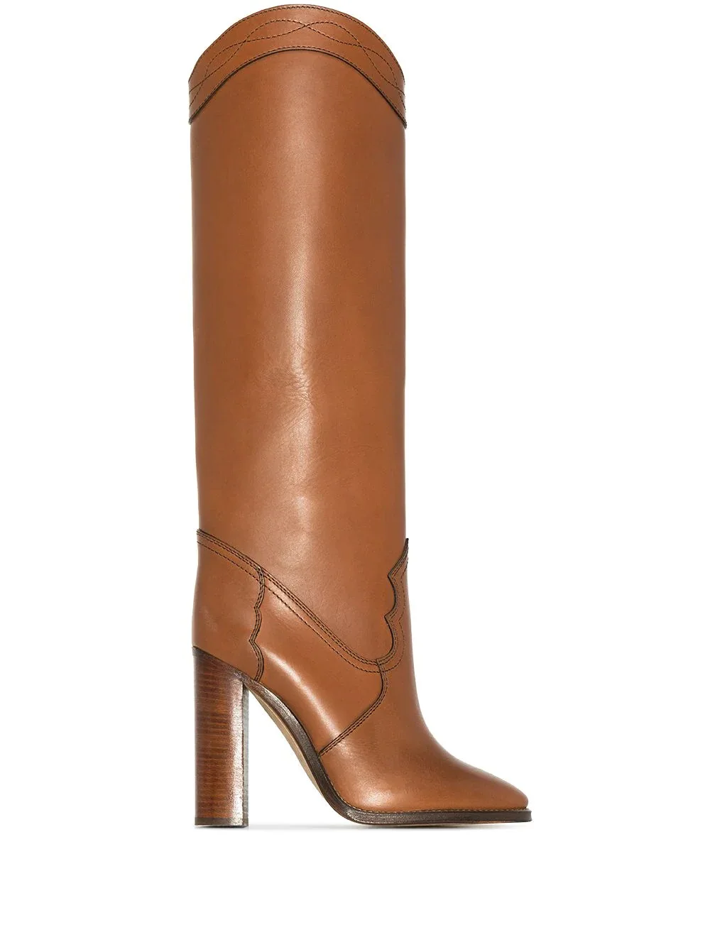

Brand Design Leather Custom Catwalk Fashion Boots Retro Pointed Square Heel Sleeve Knight Boots Large Size Sexy Women's Boots