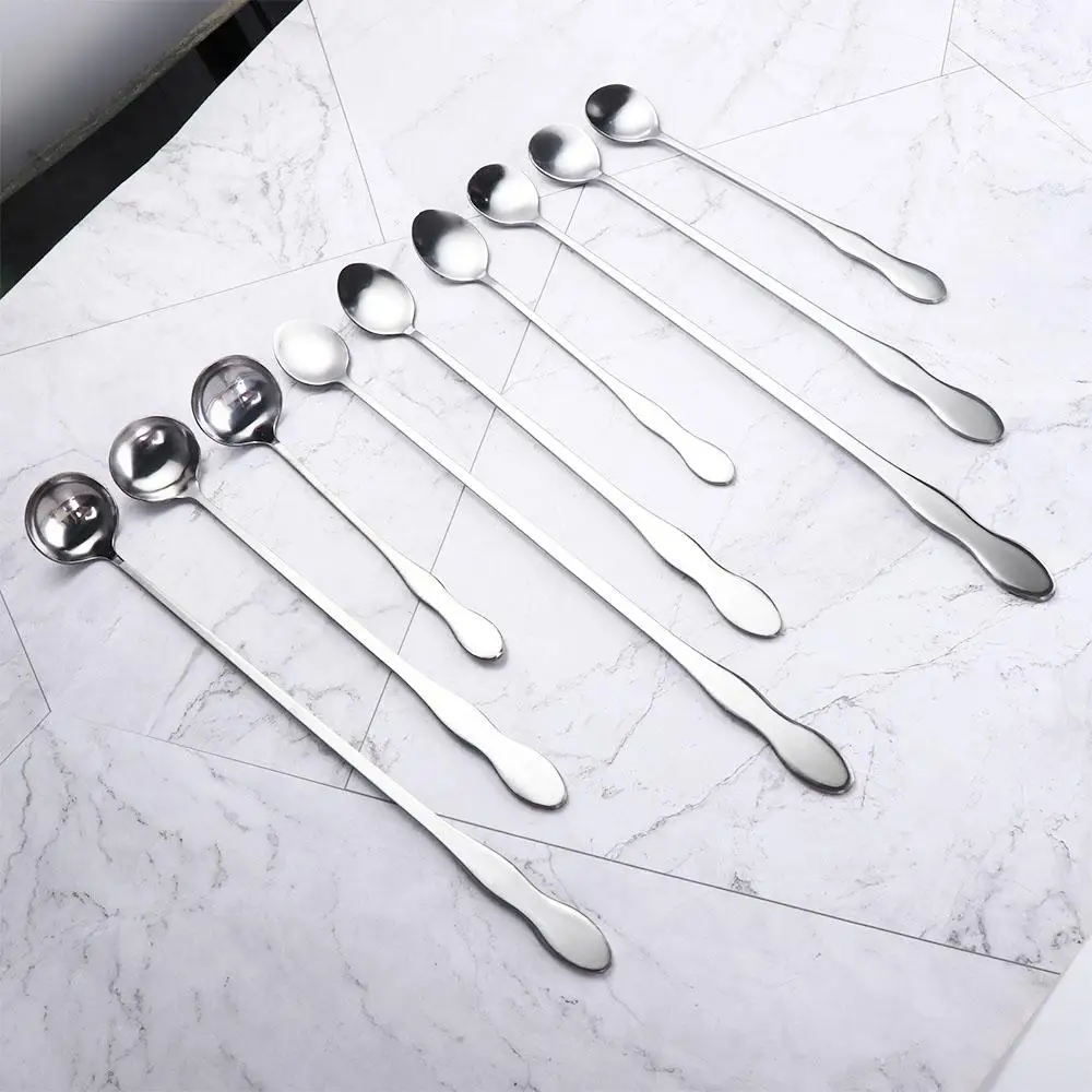 Home Cafe Stainless Steel Ice Cream Coffee Bartender Mixing Stirrers Cocktail Stirring Tool Teaspoon Bar Spoon