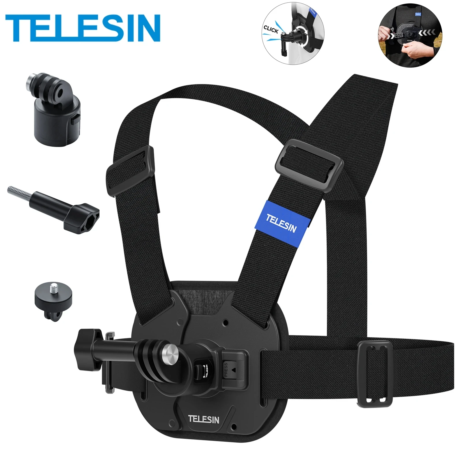

Быстросъемный нагрудный ремень TELESIN для GoPro Hero 12 11 10 9 Insta360 Ace Pro X4 DJI Action 3 4 аксессуары для камеры