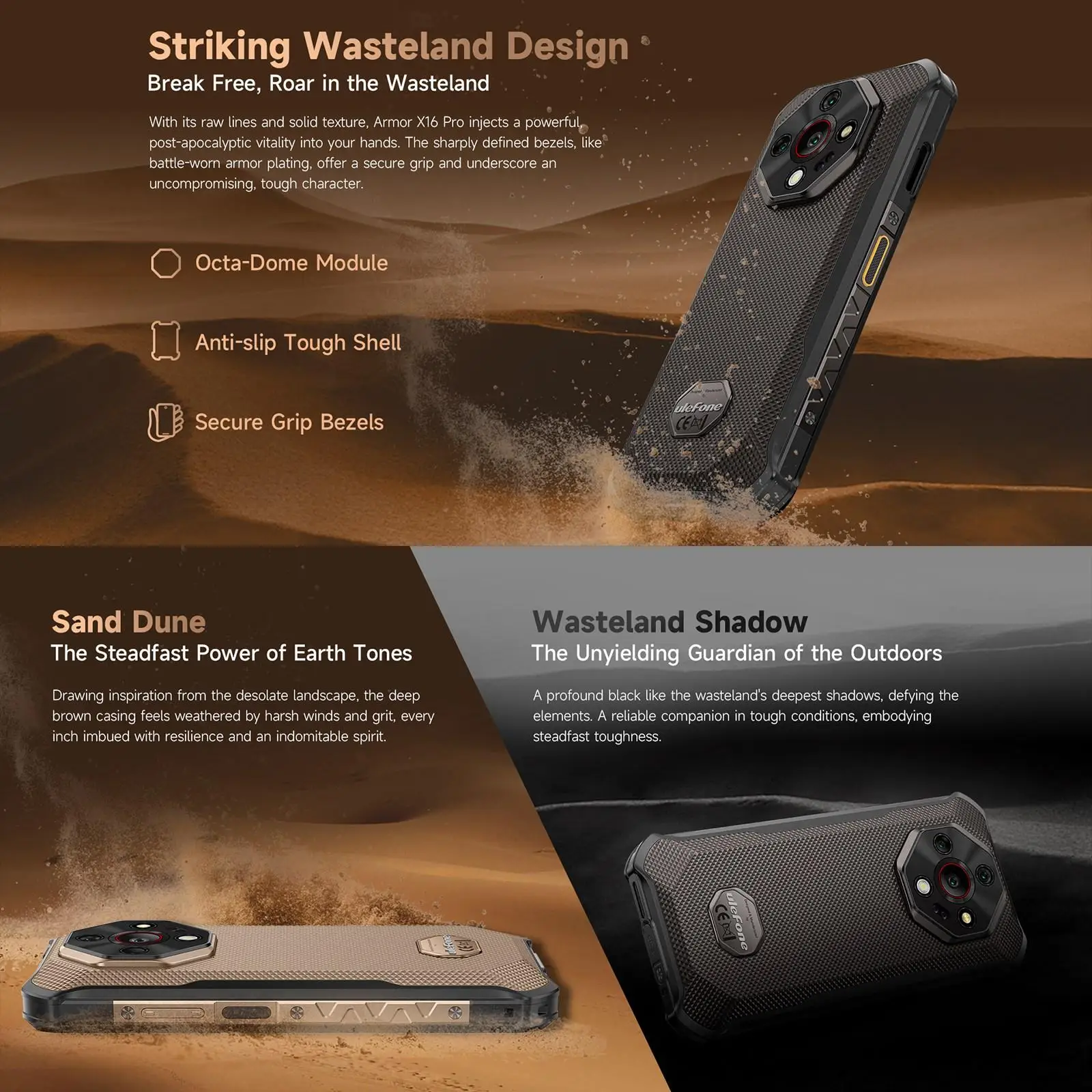 Ulefone Armor X16 Pro 5G Rugged Smartphone 5G 10360mAh Battery Night Vision 6.56” 120Hz 8GB 256GB 64MP Camera Android 15 NFC