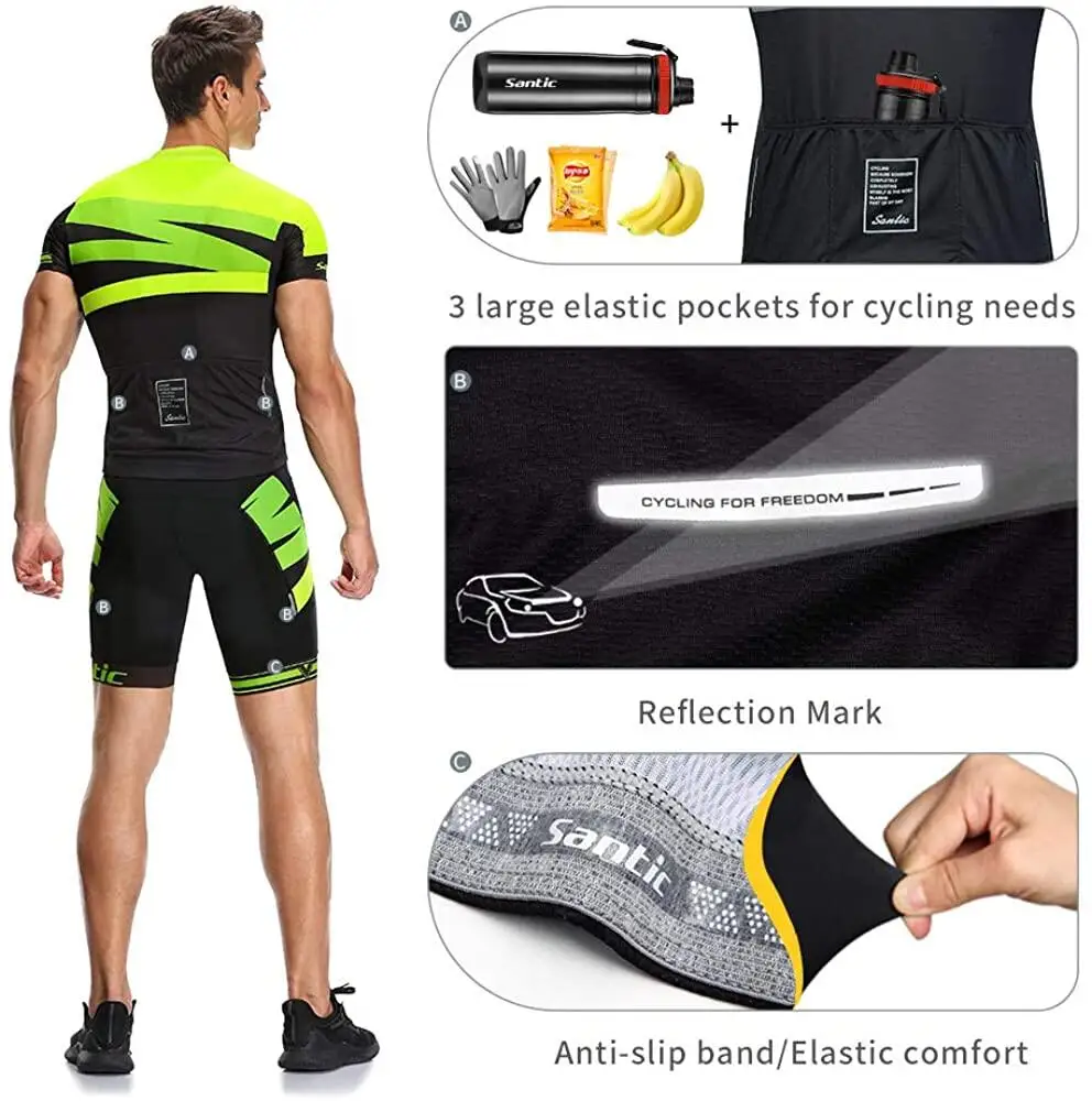 Santic Men Cycling Suits Cyling Jersey Bib Shorts MTB Bike Clothes Bicycle Jersey Sets for Men K20MT146