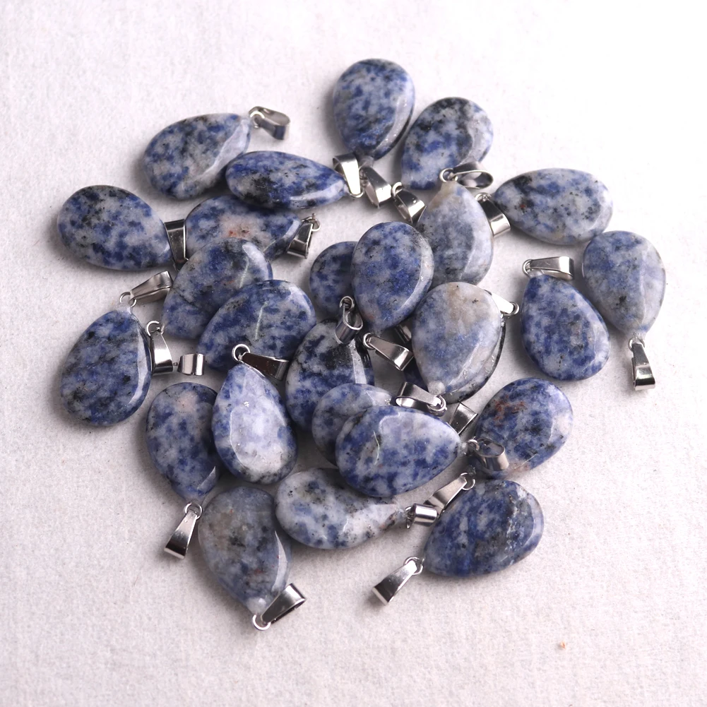 12pcs/lot New Fashion Blue Stripe Agate Natural Stone Mixed New Water Drop Necklade Pendants for DIY collar Jewelry Making Free 3