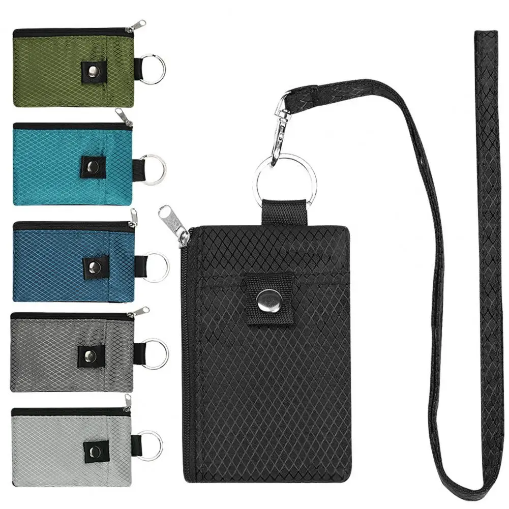Neck Hanging Card Holder with Lanyard Student ID Sleeve Transparent Window Waterproof Coin Purse RFID Blocking Card Holder