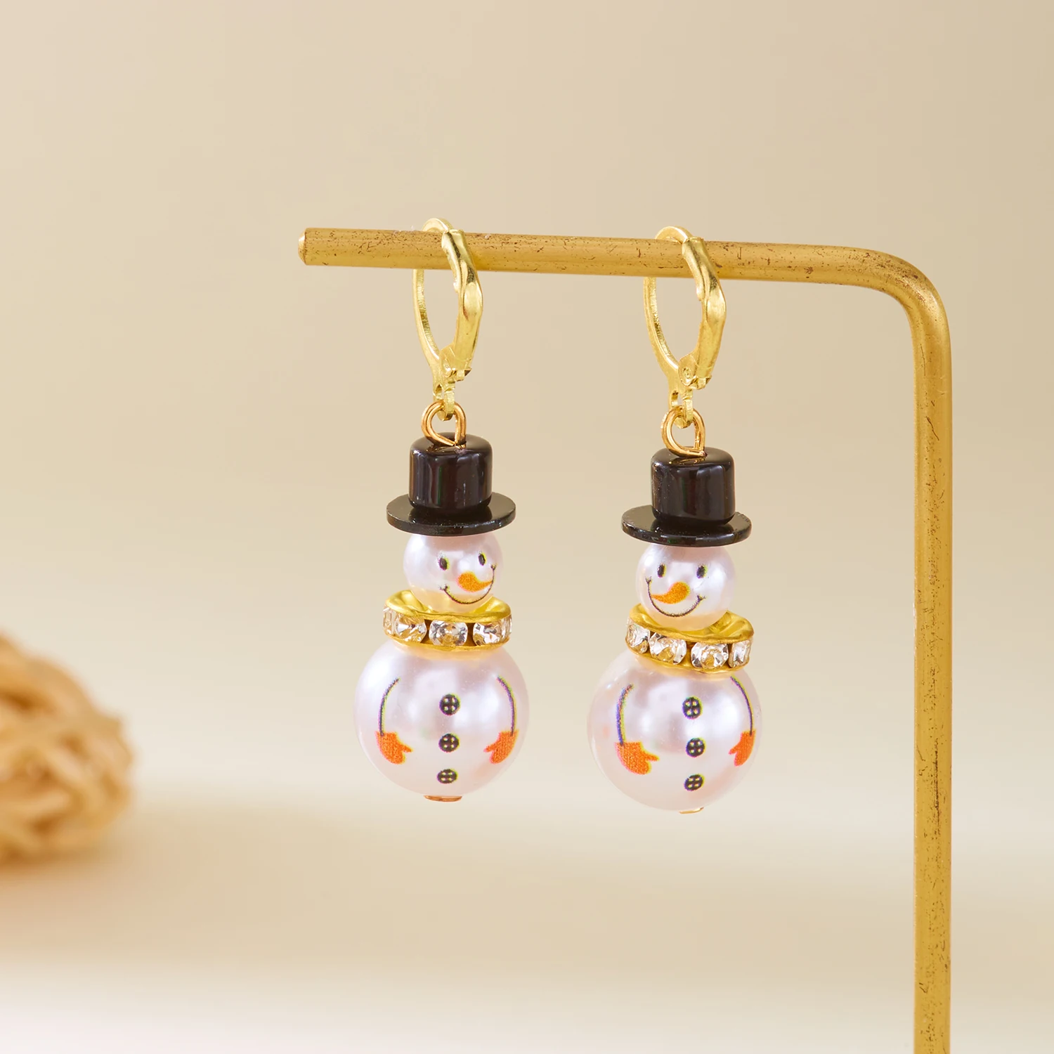 Trendy Weihnachten Schneemann Tropfen Ohrringe für Frauen Licht Luxus Imitation Perle Kristall Schneeflocke Ohrringe Neue Jahr Party Schmuck – Detail 10