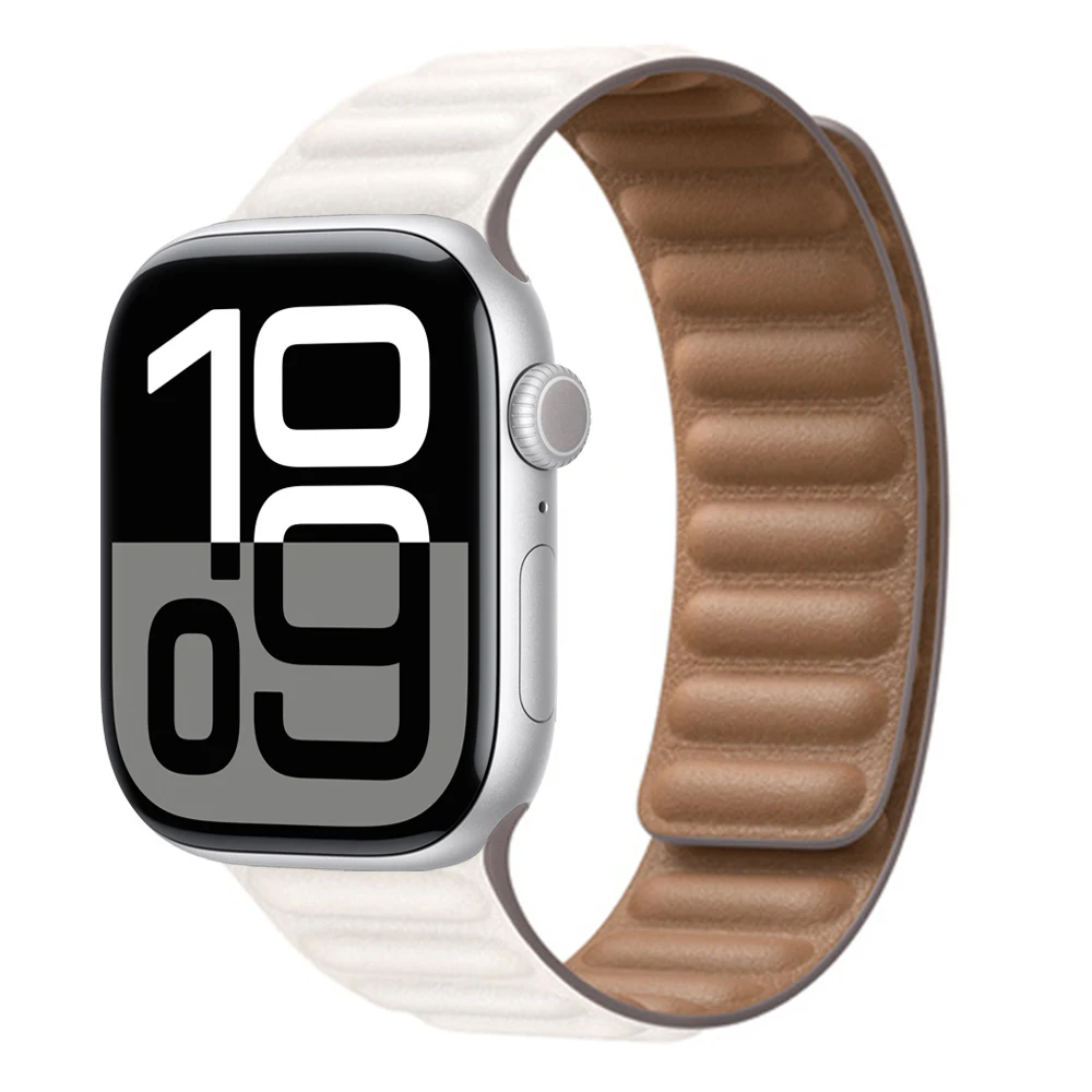 Premium Leather Magnetic Loop Watch Band Strap - Elegant Bracelet Design