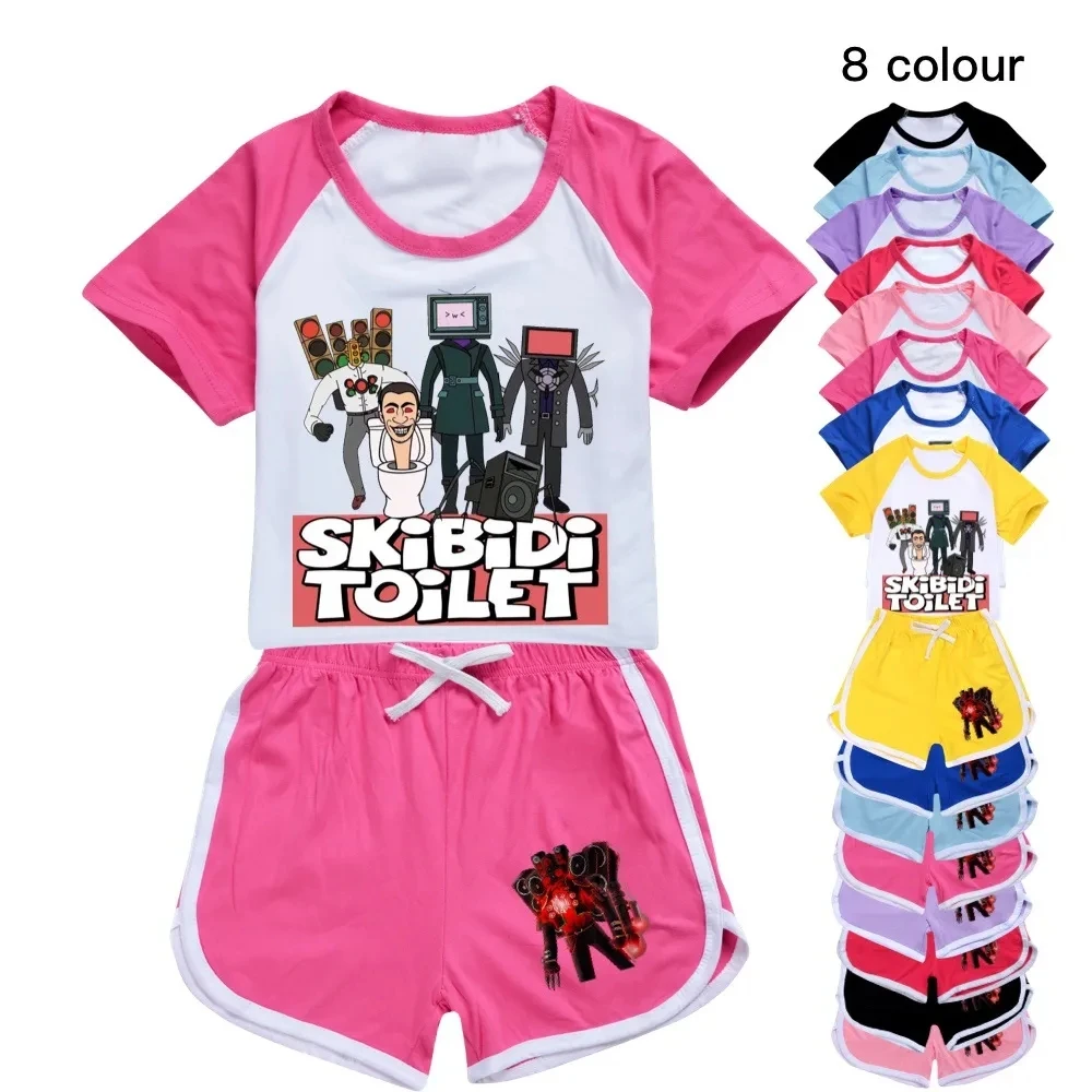 

Skibidi Toilet Clothes Kids Cotton T-shirt & Sport Shorts 2pcs Set Baby Girls Clothing Sets Toddler Boys Short Sleeve Sportswear