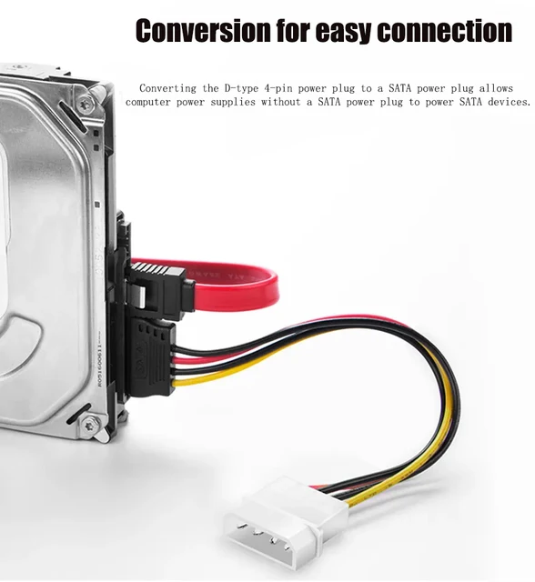 Alimentatore PC Adattatore Splitter Alimentazione Da IDE Femmina 4 Pin A Doppio SATA Femmina - Cavo A Y, 30 Cm Splitter 1 A 2 IDE SATA