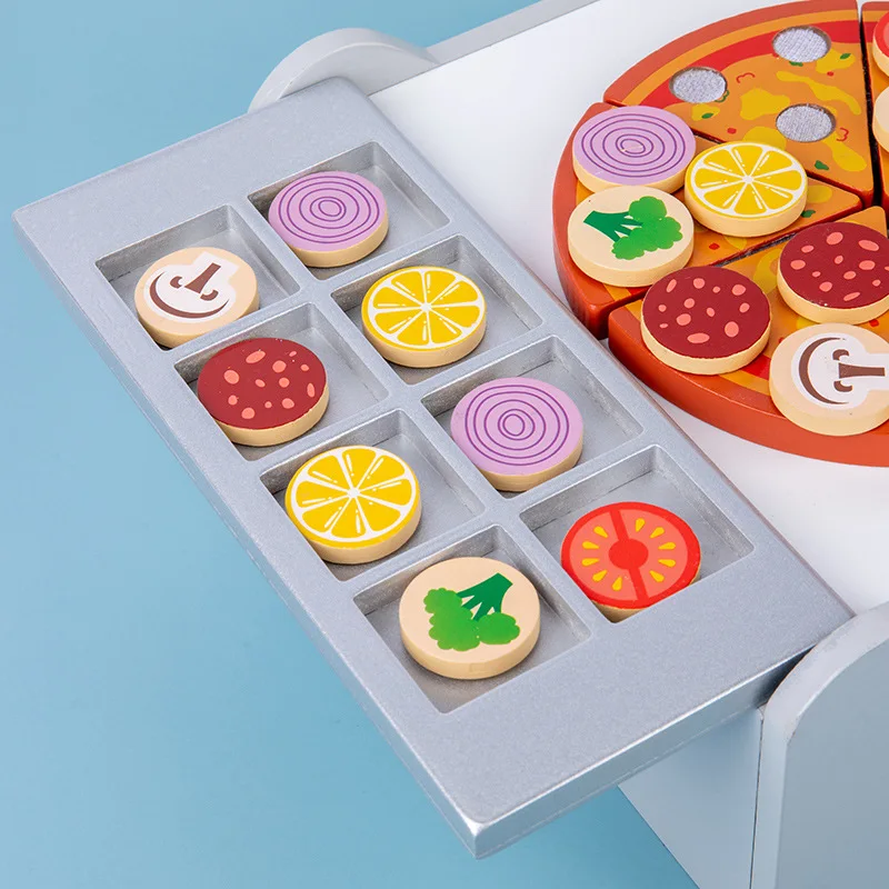 Children's Wooden simulation pizza cut home role play toy