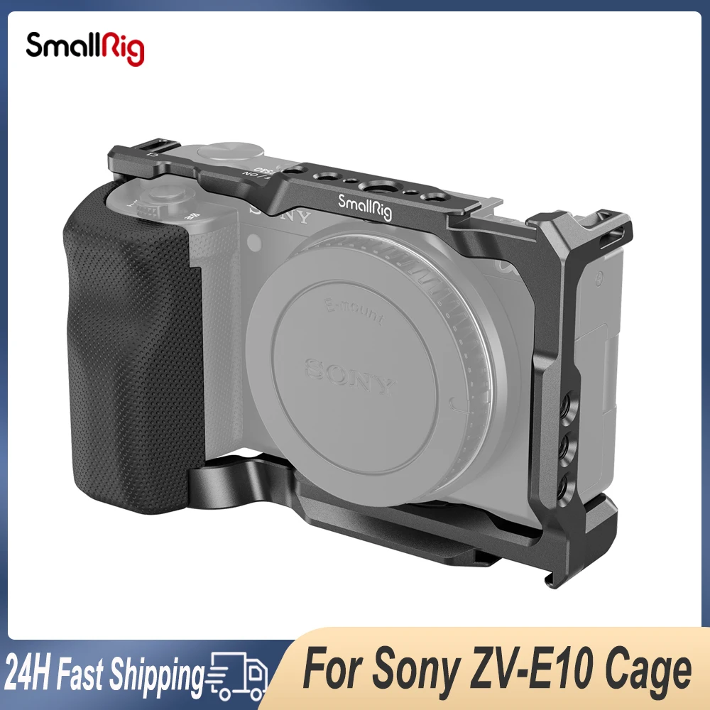 

SmallRig for Sony ZV-E10 Cage with Cold Shoe / Silicone Grip Built-in Quick Release Plate for Arca-Swiss Cage Rig Kit 3538 3531