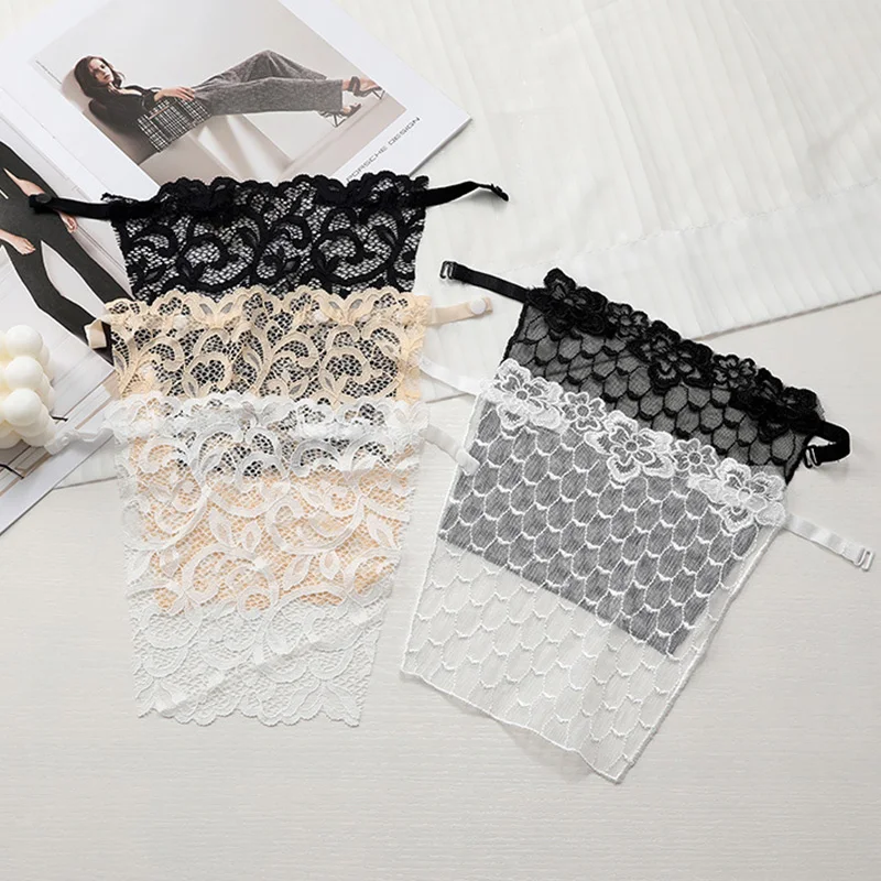 

Women Quick Easy Clip-on Lace Fragment Camisole Bra Insert Wrapped Chest Tube Tops Fake Collar Summer Vest Wrapped Chest Bandeau