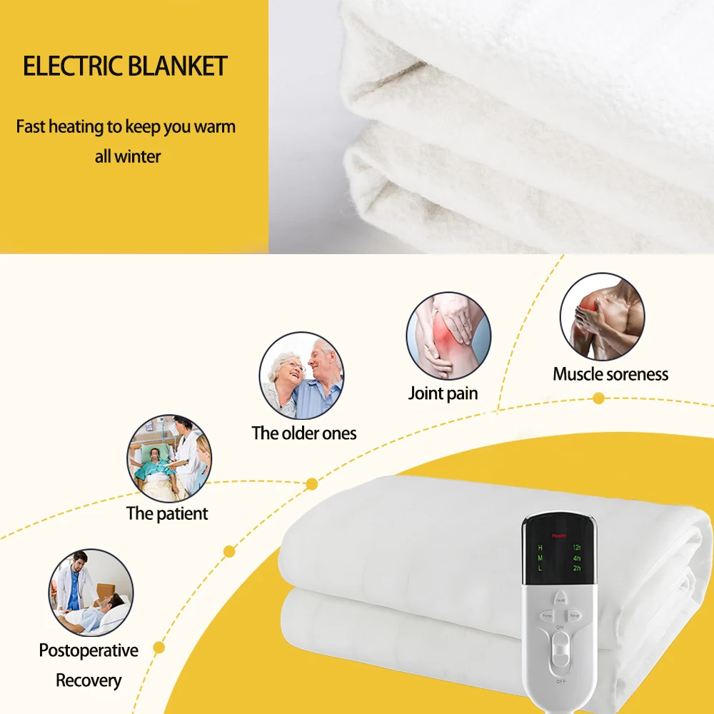 Electric Heated Blanket Thermal Mattress Topper Bed Warmer Timer 220V Queen Size Double 160*130cm electric heating blanket