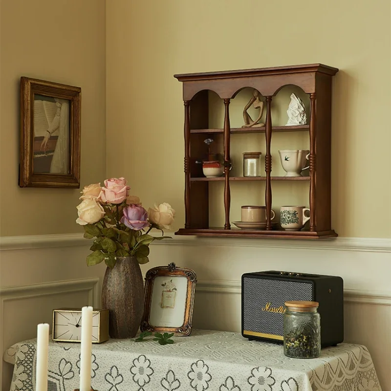 Vintage American Wooden Cup Holder Wall-Mounted Display Rack for Collectibles Solid Wood Cup Rack for Kitchen or Bar 3
