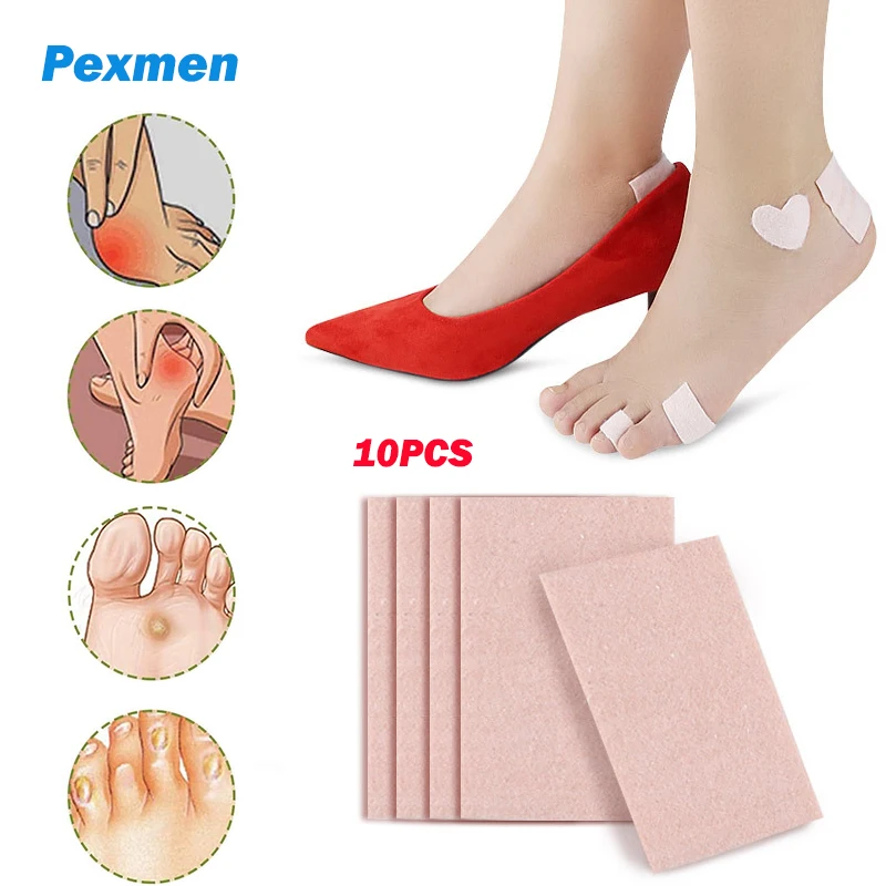 Pexmen 10Pcs Moleskin Tape Moleskin Adhesive Heel Pads for Feet
