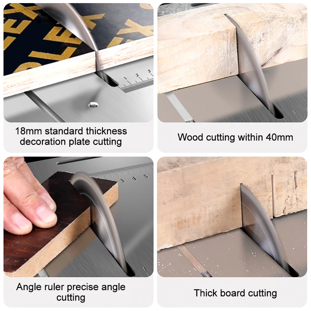 Woodworking Table Saw Mini 2500W 340*280mm Woodworking Tools Stainless Steel Top with Angle Ruler and Adjustable Backing