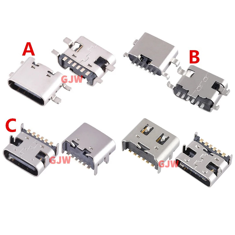 

10pieces 6PIN Type-C Connector 4Feet DIP SMT Data Transfer Female Jack Socket Terminal Phone Notebook Laptop Tail Charging
