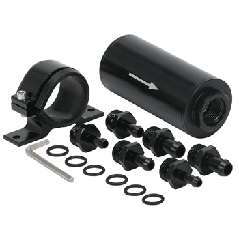 Filtro Carburante Inline da 10, 30, 40, 100 micron con Raccordo a Barra da 1/2", 3/8", 5/16", Morsetto di Fissaggio da 50MM per Etanolo, Diesel, E85