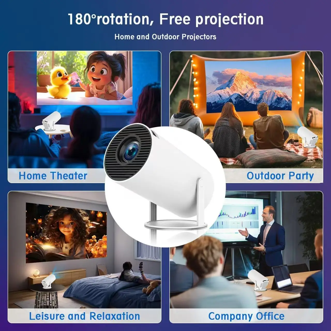4K Wifi6 프로젝터 260 ANSI WIFI BT5.0 1280*720P 야외 휴대용 HY300 홈시어터용
