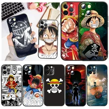 

Hot Anime One piece For Apple iPhone 13 12 Pro Max Mini 11 Pro XS Max X XR 6 7 8 Plus SE2020 Black Phone Case Funda Capa