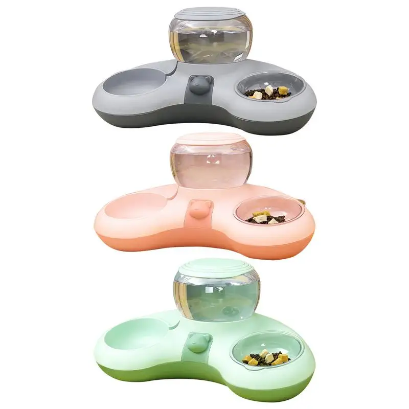 

Double Pet Bowl Stress Free Pet Feeder Dish 1.4L Water Dispenser Design Double Dog Bowls Set Detachable Cat Dishes Double Bowl