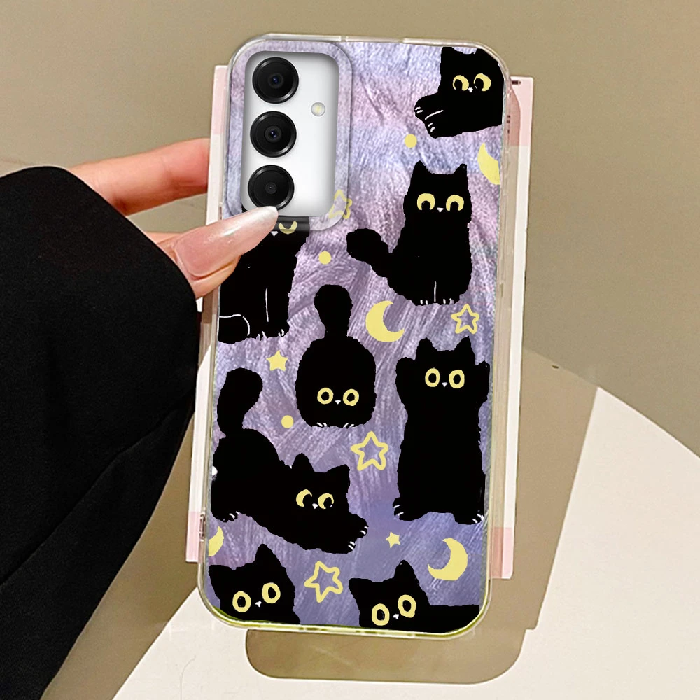 Charming Moonlit Black Cat Silicone Phone Case - Universal Fit
