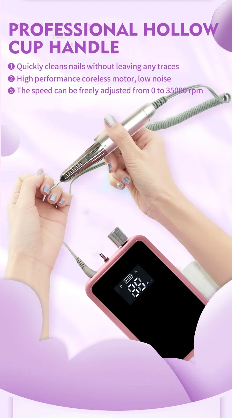 2024 New Arrival Professional Nail Drill Machine Portable Acrylic Gel Polish Remover 35000RPM Manicure Pedicure Polishing Tools 5