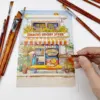 Angular Paint Brushes Nylon Hair Angled Watercolor Pait Brush Set for Acrylics Watercolors Gouache Inks Oil and Tempera 4