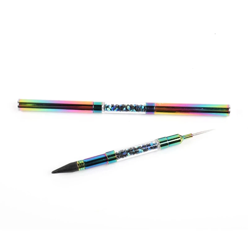ANGNYA 1Pcs Dual-ended Nail Art Dotting Pen Crayon Rhinestone Crystal Beads Picker Metal Handle Dazzling Color Wax Pencil Tools 5