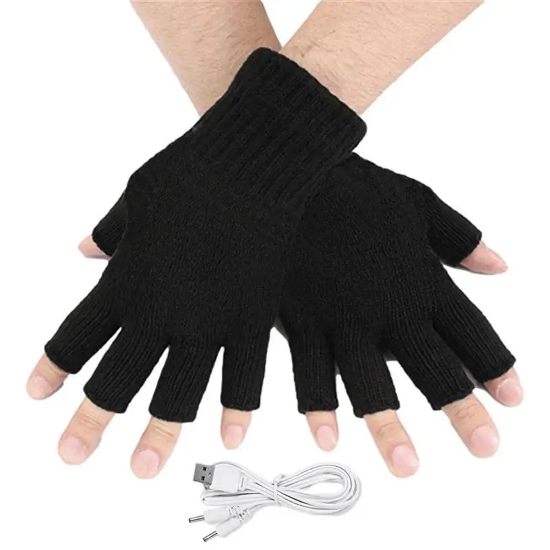 Usb Femmes Gants chauffants Full & Half Fingers Gants à tricoter