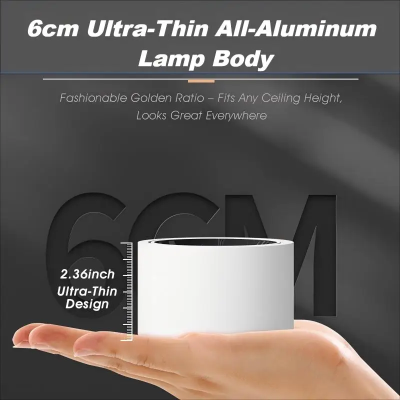 LED Downlight Surface Mounted Ultra Thin Adjustable Angle 7W 220V Ceiling Spotlights Anti Glare for Living Room Study Home Decor