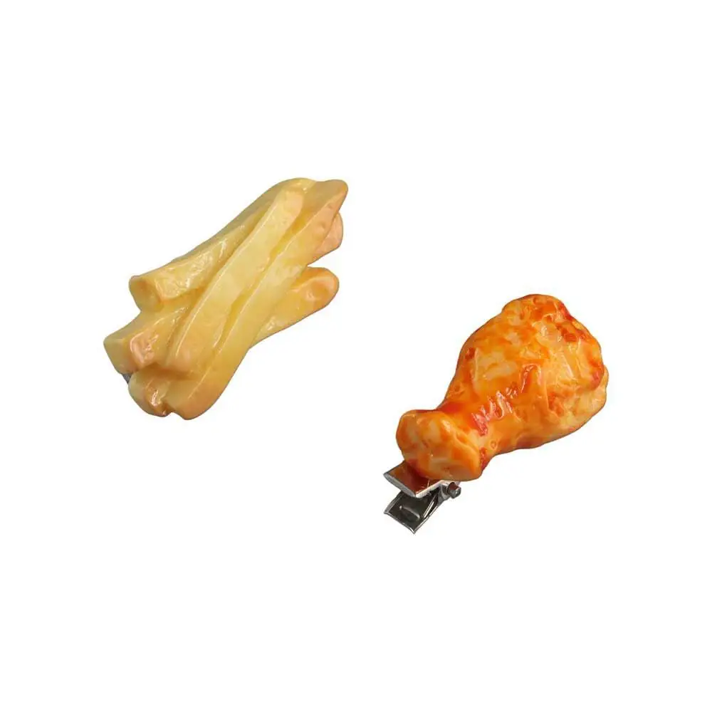 Kawaii Fried Chicken Simulated Food Hair Clip Geometry French Fries Fake Food Hairpin Headwear Duckbill Clip Daily