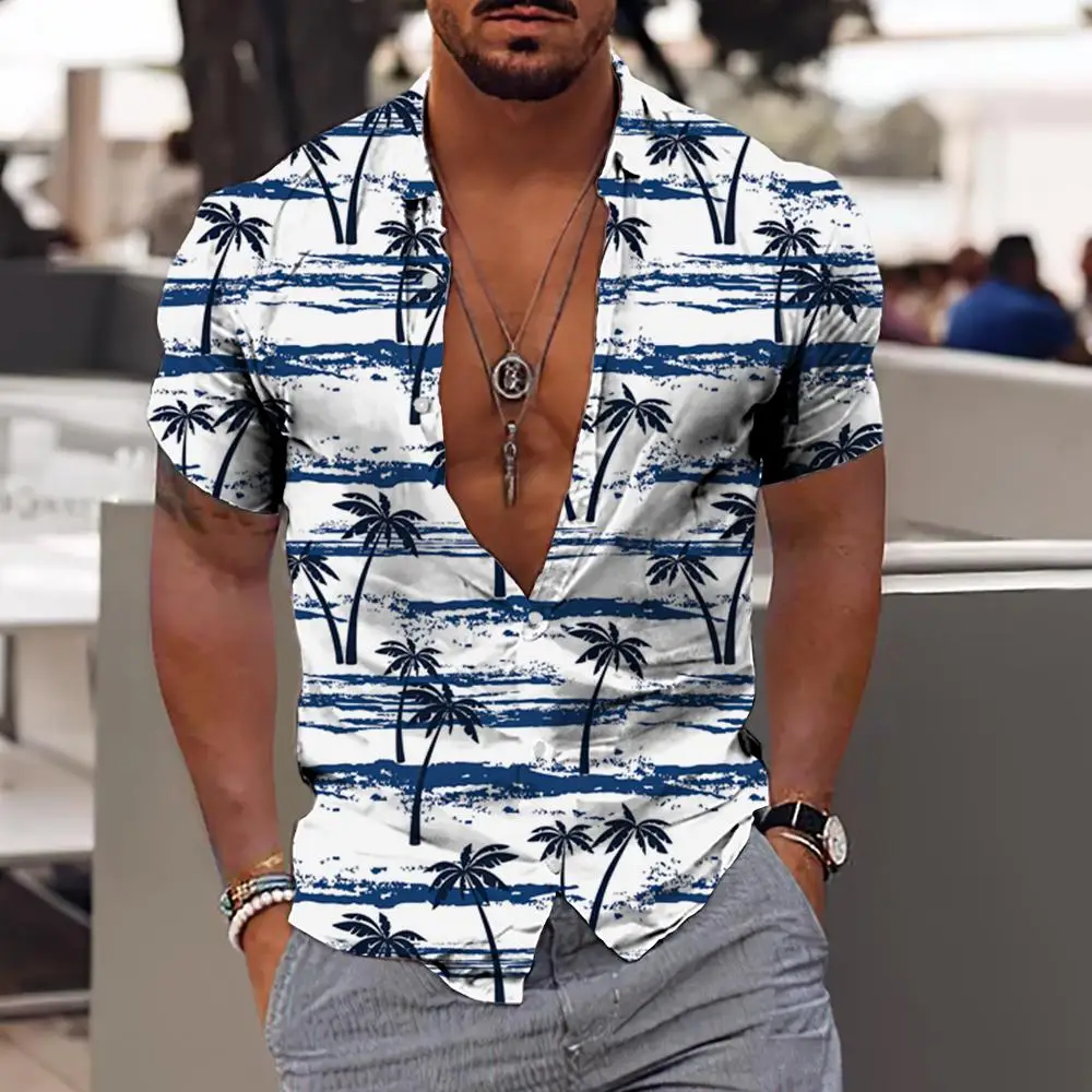 

Coconut Tree Shirts For Men 3d Printed Men Hawaiian Shirt Beach 5xl Short Sleeve Summer Fashion Tops Tee Shirt Man Blouse Camisa