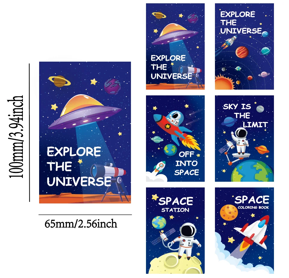 Outer Space Mini Notebook 6 Pack Kids Space Party Favors Solar System Astronaut Science Rocket Planet Small Spiral Notepad Mini Notebook