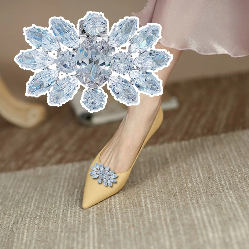 

1 Pair Rhinestone Shoe Clips Detachable Metal Shoe Embellishment Elegant High Heels Shoe Buckle for Wedding Party Decor