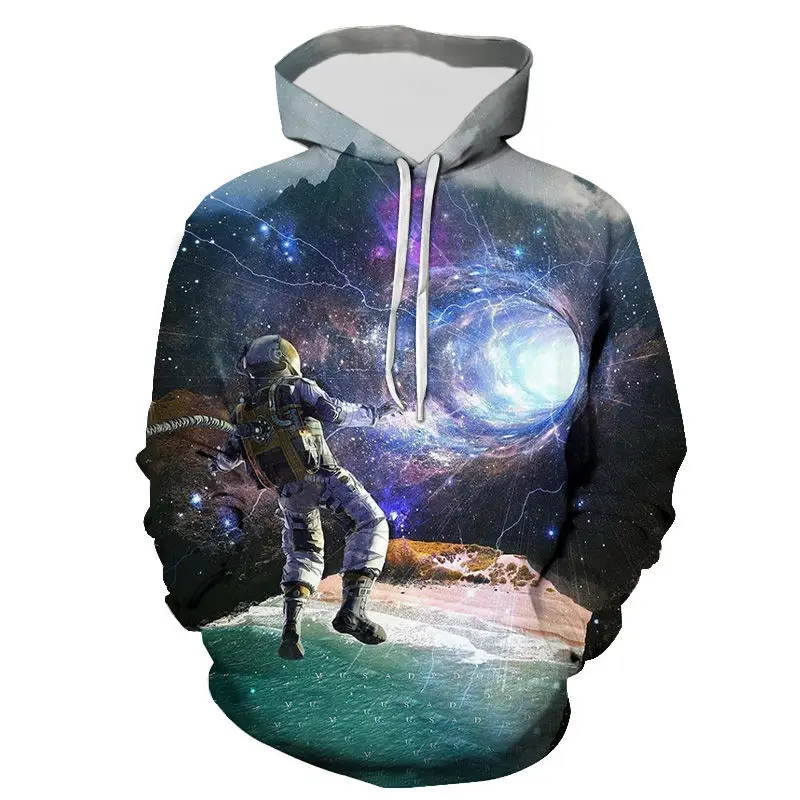 thumbnail image 1 of Sudadera con capucha con estampado de astronauta, universo, espacio, galaxia, para hombres y niños, sudaderas de manga larga, chaqueta genial de gran tamaño para hombre, 1 of 4