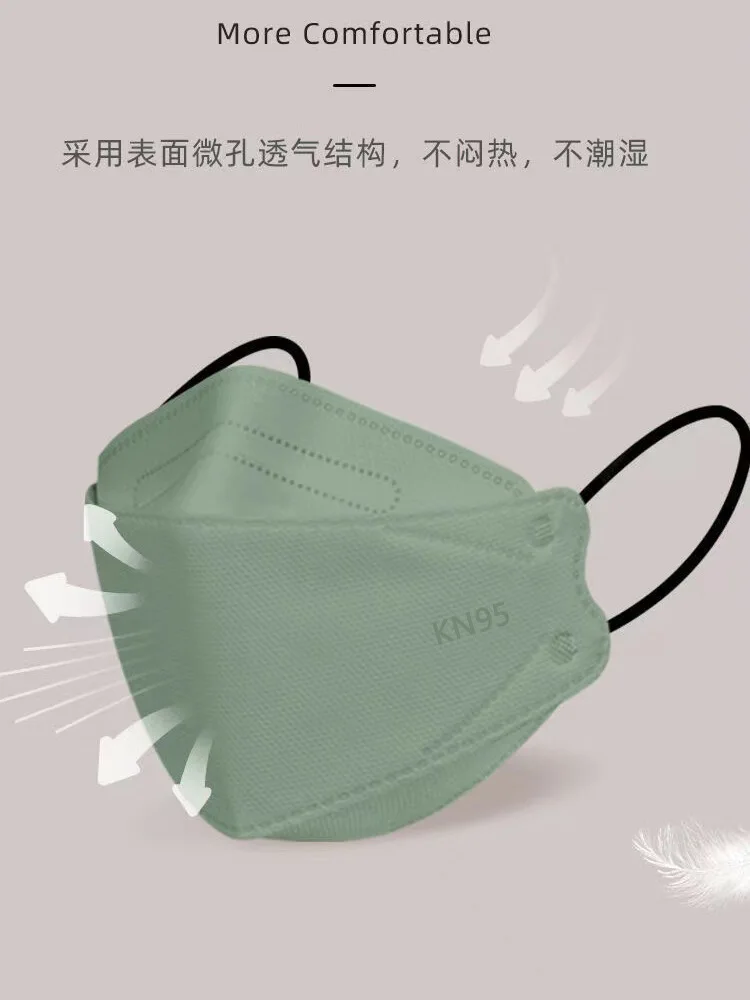 Independently Packaged Face Mask Morandi Color Four Layer High Aesthetic Korean Version Fish Mouth Type kn95 face mask