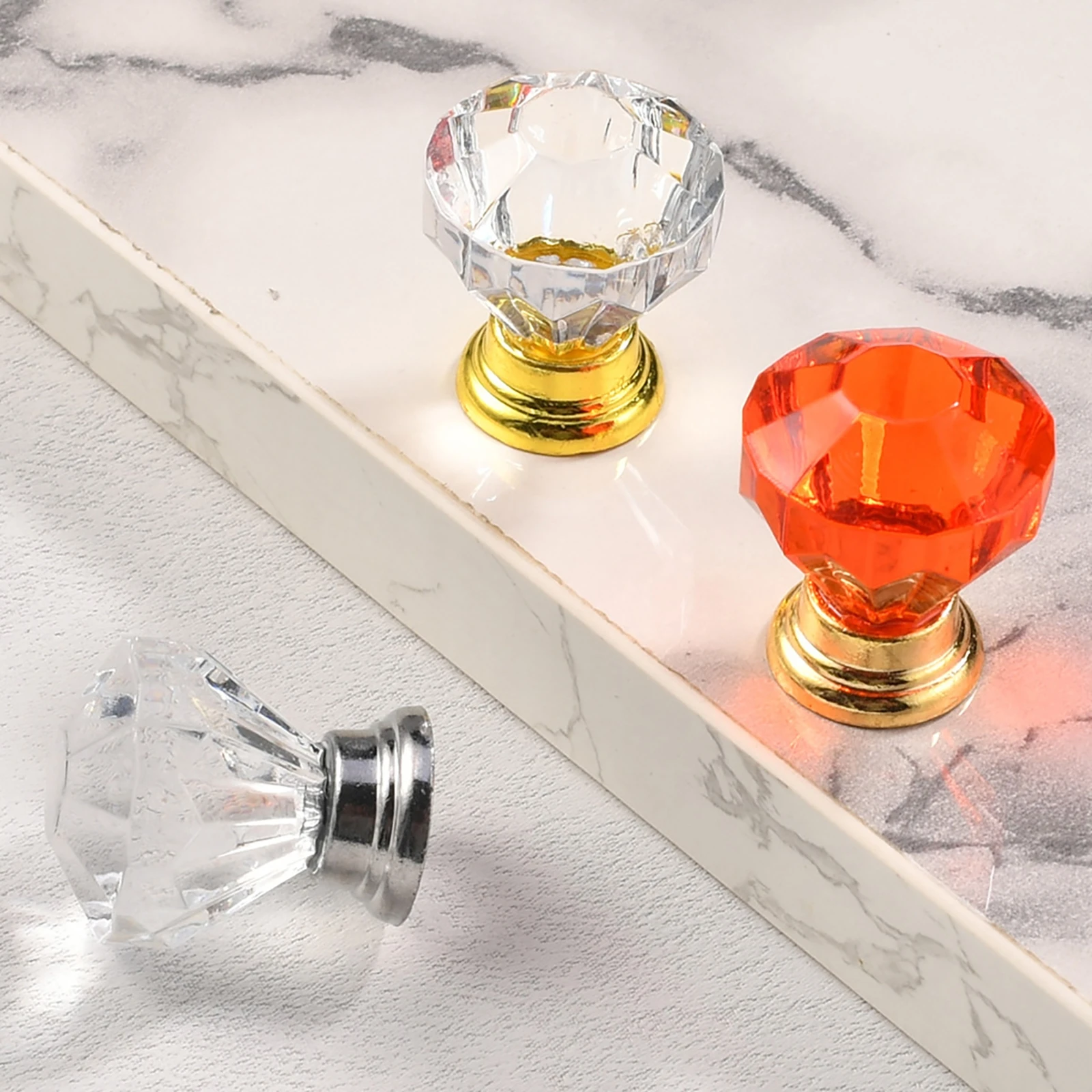 30mm Clear Crystal Cabinet Handle Drawer Bedside Table Cabinet Furniture Handle Pull Knobs Kits Door Knobs 10PCS furniture knobs
