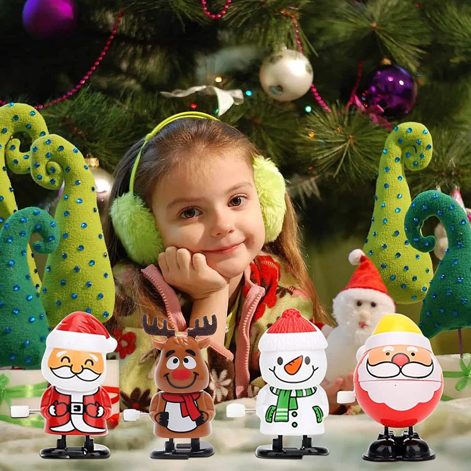 

Christmas Stocking Stuffers Penguin Snowman Santa Claus Assorted for Kids Boys Girls Christmas Wind Up Toys Reindeer
