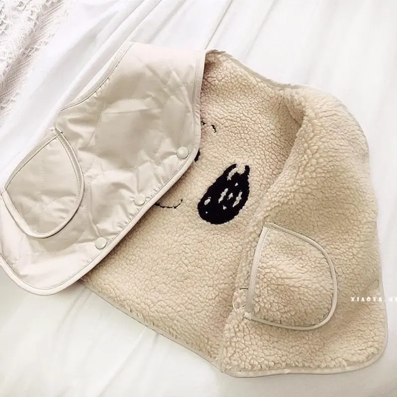 Boys Girls' Velvet Warm Vest Spring Autumn Children's Plush Two sided Wear Baby Cardigan Outer Comfortable