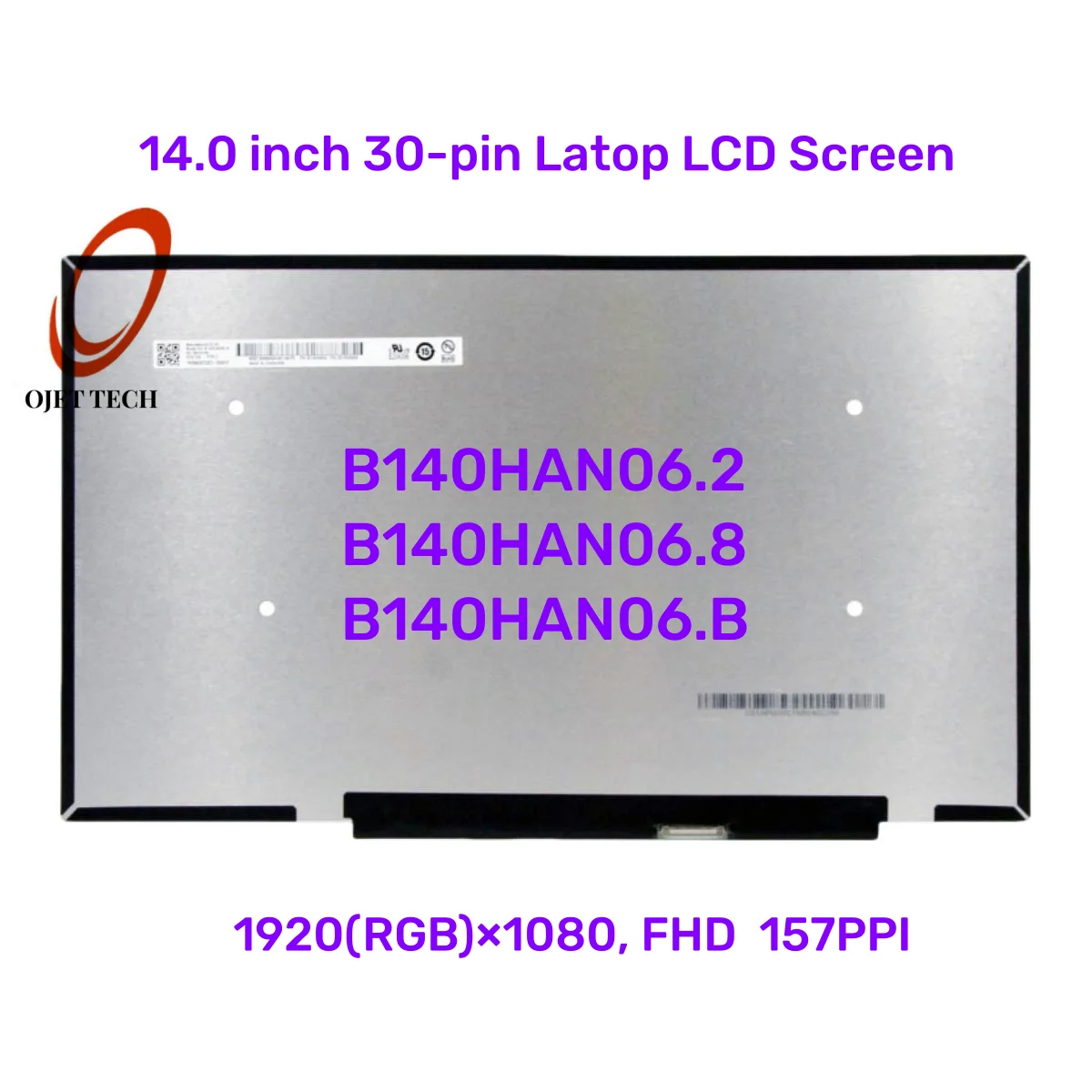 14.0 인치 화면 디스플레이, B140HAN06.2, B140HAN06.8, B140HAN06.B, FHD 1920x1080 IPS 100% sRGB 30 핀 인터페이스 교체