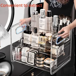 Acrylic Desktop Cosmetic Organizer - Transparent Slanted Storage Basket (Transparent)