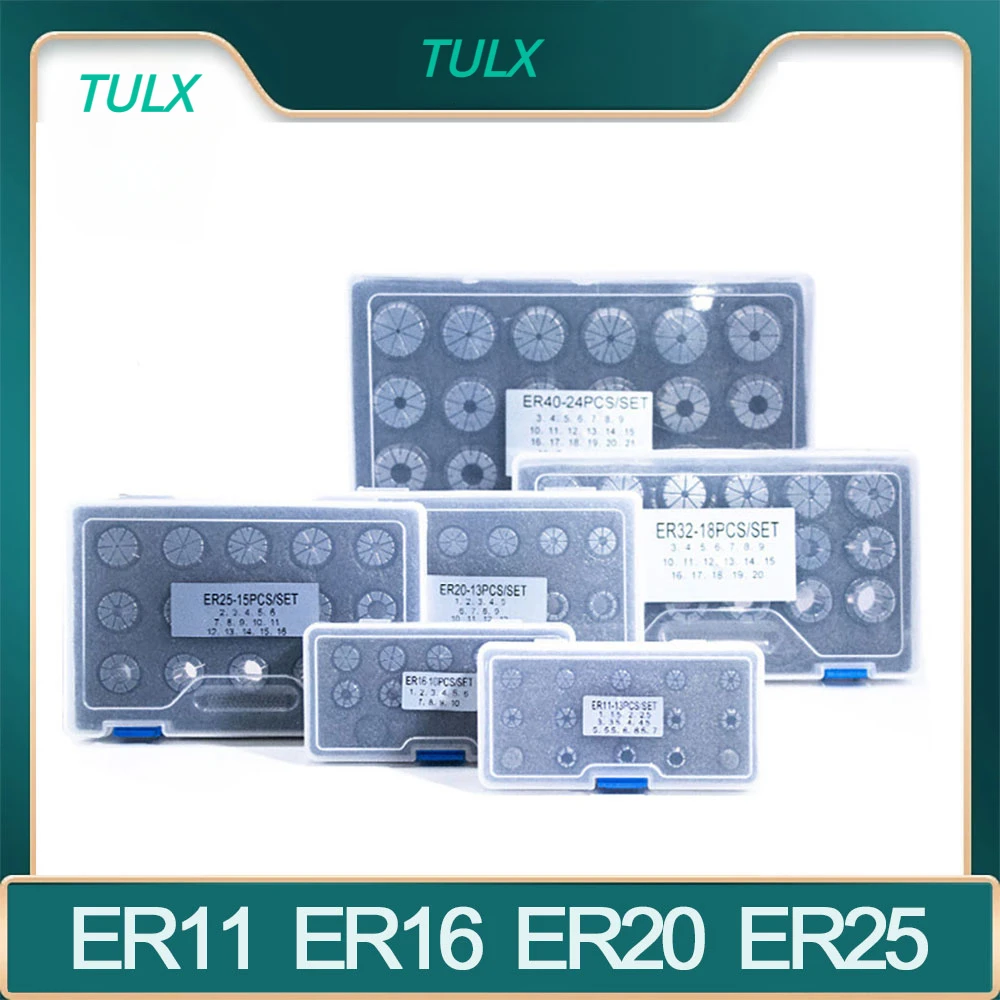 

TULX 1Set ER11 ER16 ER20 ER25 ER32 ER40 Spring Collet AA High Precision 0.005mm CNC Milling Tool Holder Engraving Machine Lathe