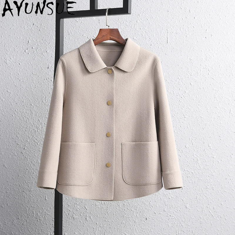 

AYUNSUE 100% Wool Coat for Women Fall Winter 2023 New Fashion Double-sided Woolen Jacket Ladies Coats and Jackets Abrigo Mujer