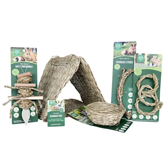 Tiny Paws Seagrass Play Pack for Guinea Pig Rabbit Bunny Toys Hideout Tunnel Cage Accessories