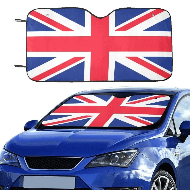 

UK Flag Windshield Sun Shade, United Kingdom England Car Accessories Auto USA Patriot Protector Window Visor Screen Decor