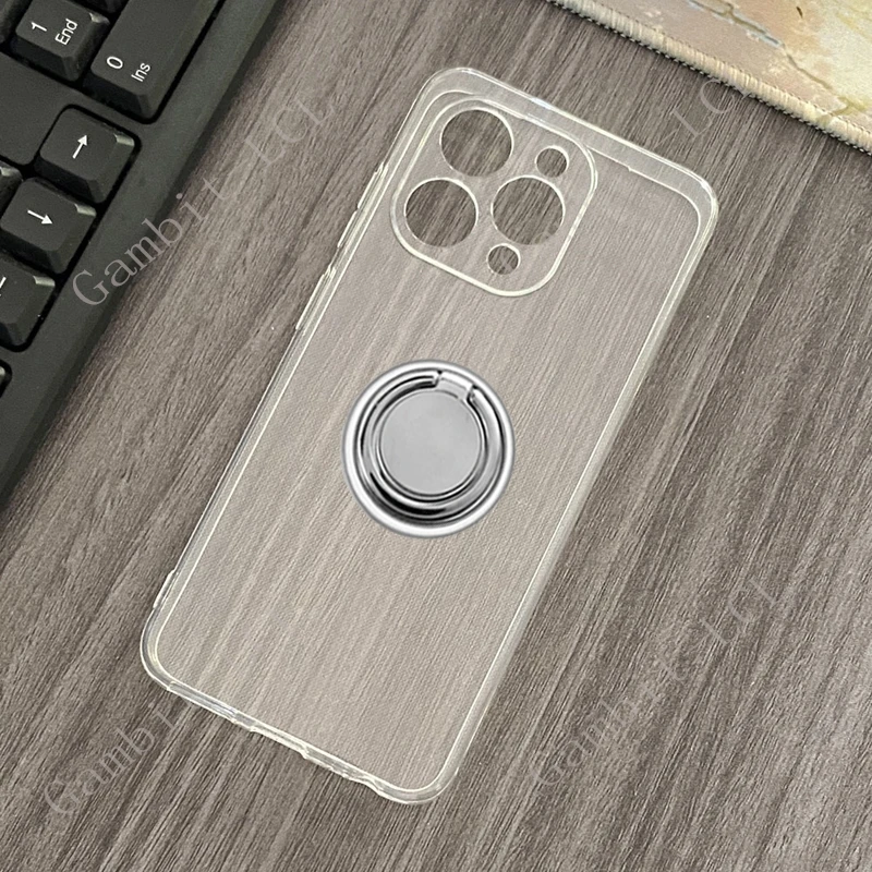 Enhanced Product Title: Sleek Shockproof Soft TPU Phone Case with Back Ring Holder Bracket - 6.7