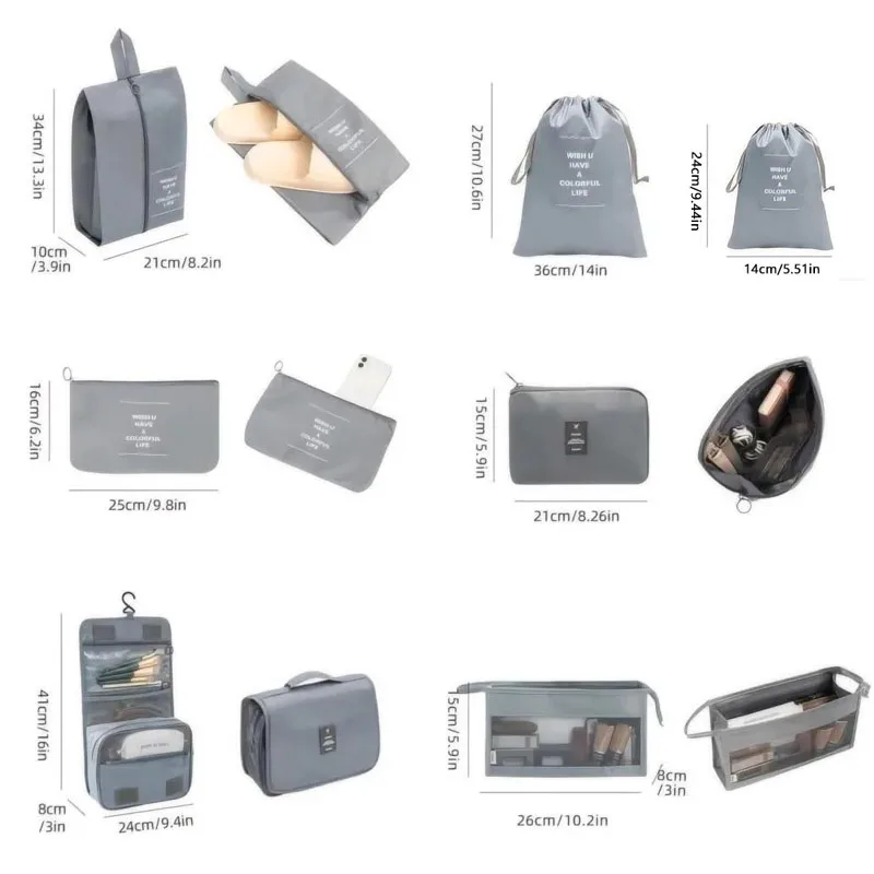 8Pcs/Set Travel Organizer Storage Bags Suitcase Packing Cubes Cases Travel accessories Wardrobe Luggage Clothes Shoe Pouch - Image 3
