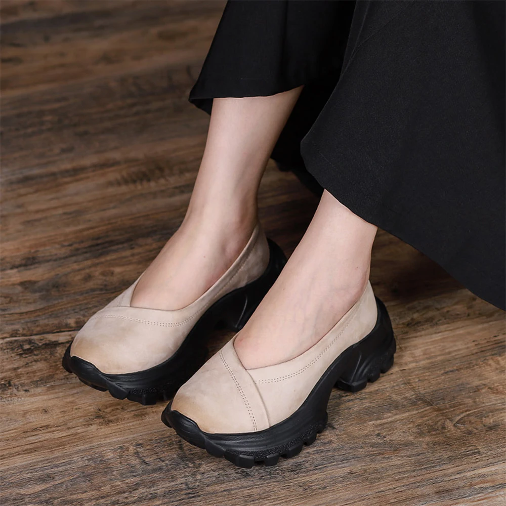 

Retro Original Thick Sole Shallow Mouth Single Shoes 2024 New Genuine Leather Baotou Soft Sole Cake Shoes Women's Shoes
