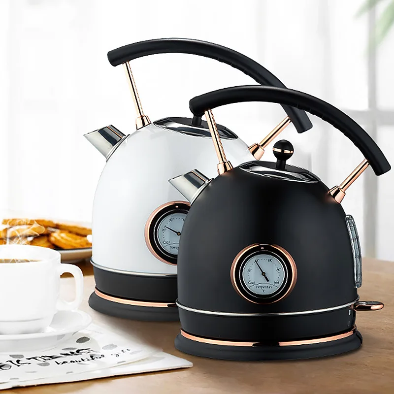 

European Style Electric Kettle with Thermometer Large Capacity Automatic Power Off Household Anti-scalding Boiling Water Teapot