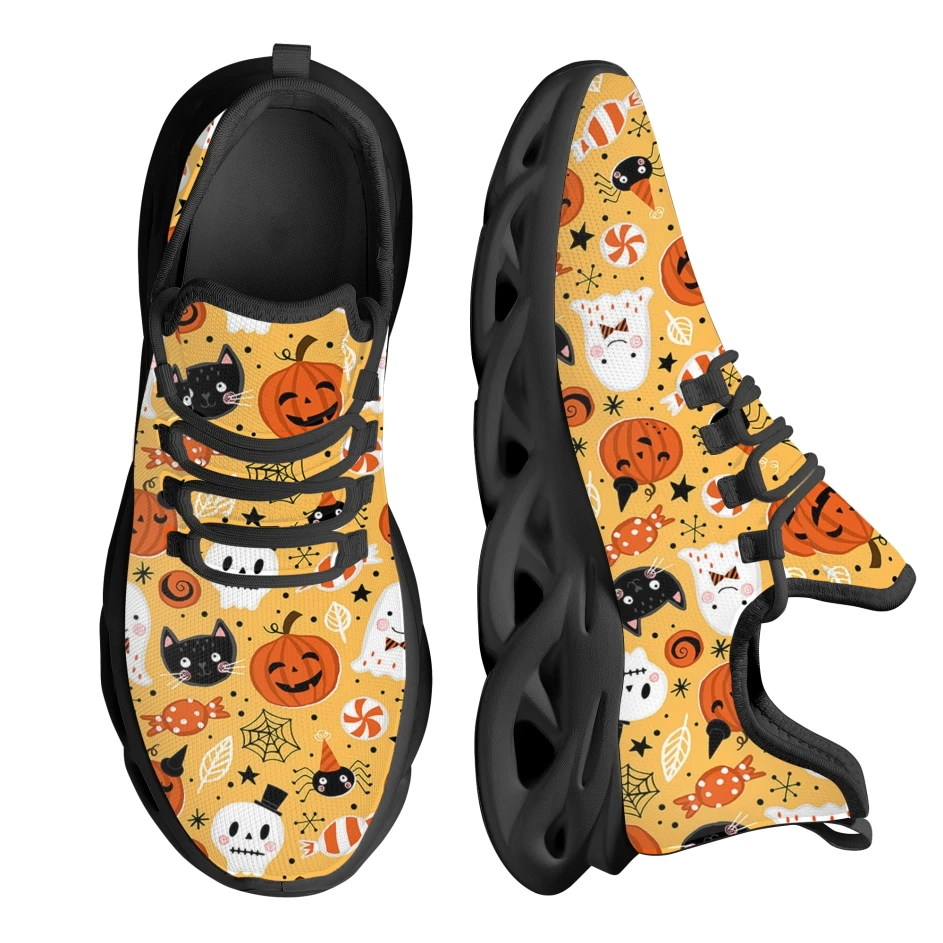 

INSTANTARTS Funny Yellow Cartoon Pumpkin Print Shoes Female Running Sneakers Light Mesh Women's Footwear Platform Shoes Zapatos